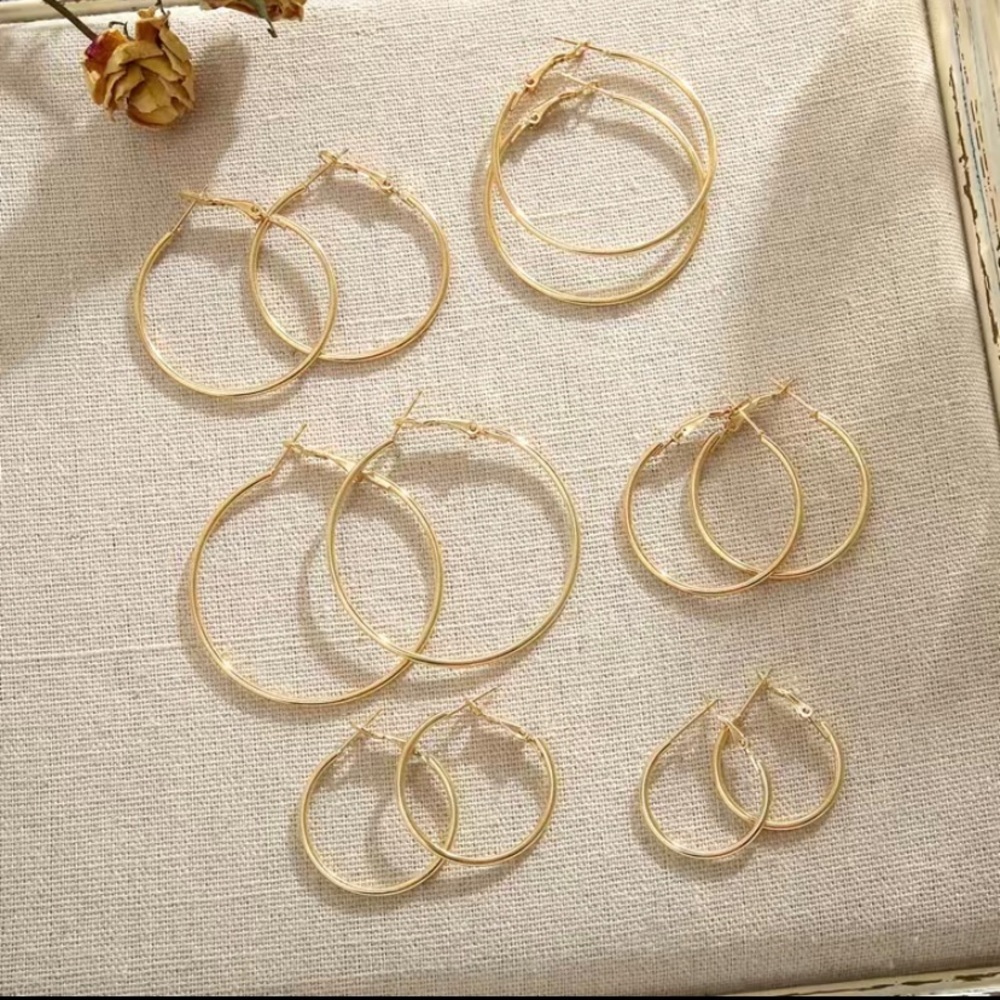 Classic size hoop earrings 6 pairs